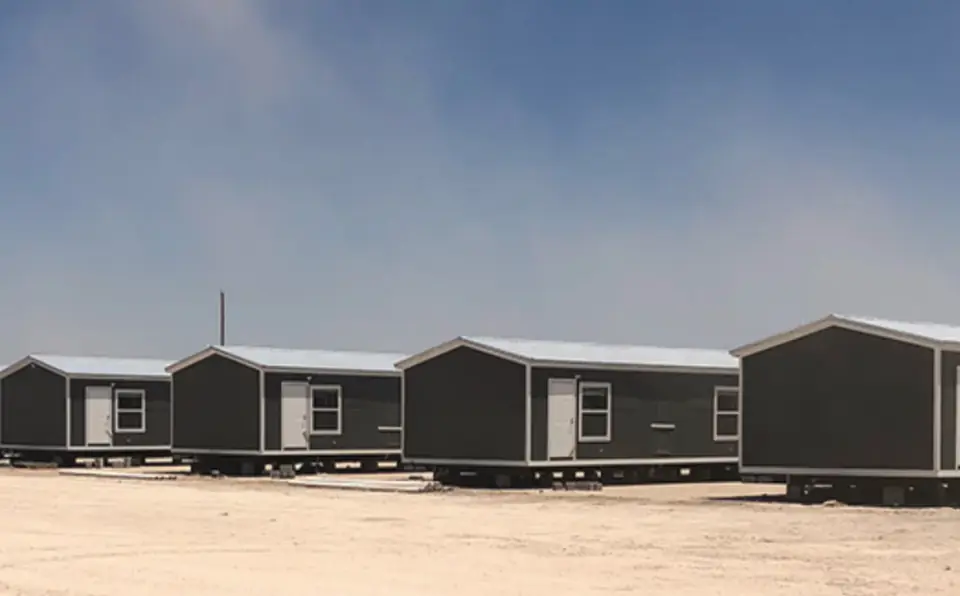 Units on a job site of a 16×76 4-suite full-kitchen unit